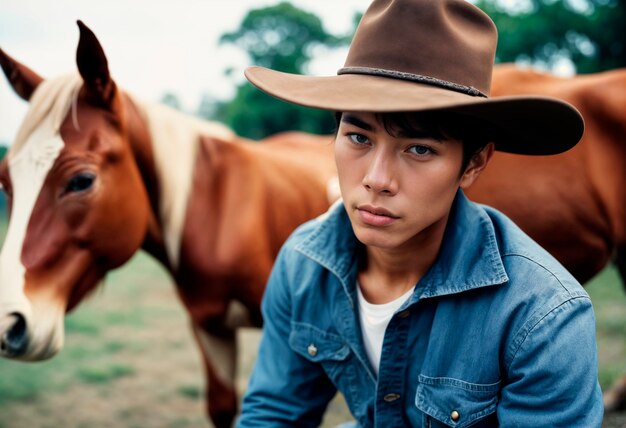 Portrait of cowboy with out of focus background