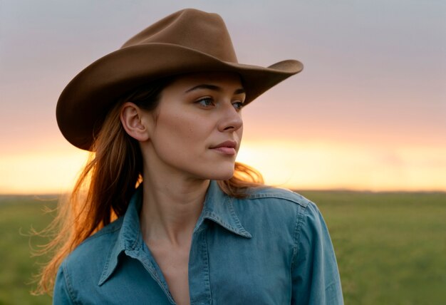 Portrait of cowboy with out of focus background