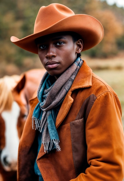 Portrait of cowboy with out of focus background