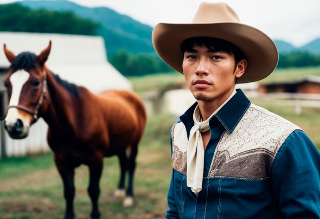 Portrait of cowboy with out of focus background