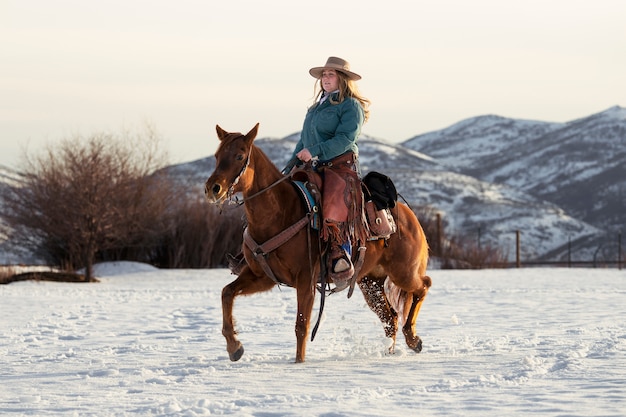 Portrait of cowgirl on a horse