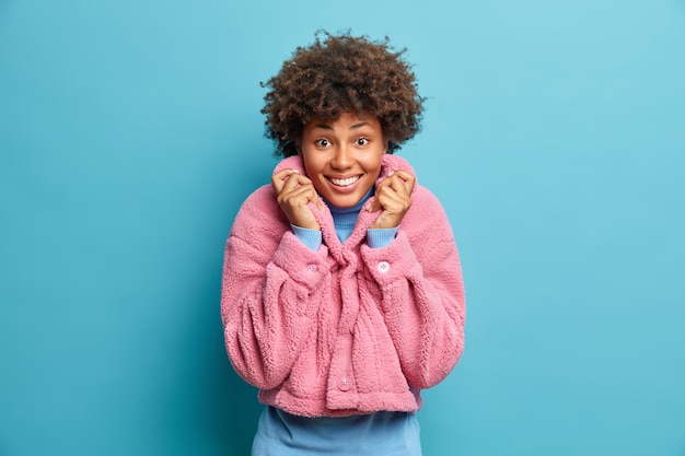 Free Photo portrait of curly haired woman