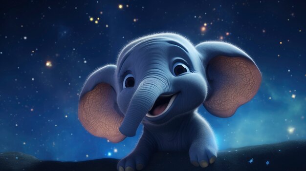 Portrait of cute 3d elephant