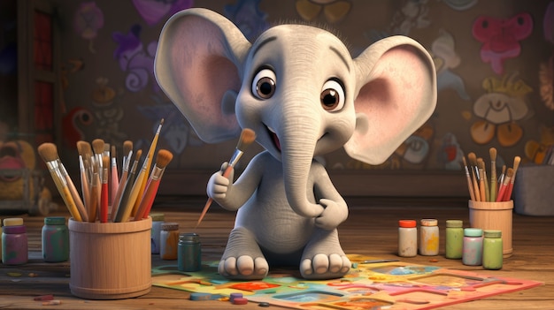 Free photo portrait of cute 3d elephant