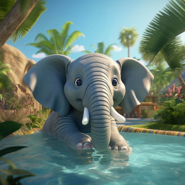 Free Photo portrait of cute 3d elephant