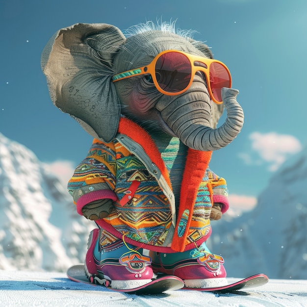 Free photo portrait of cute 3d elephant