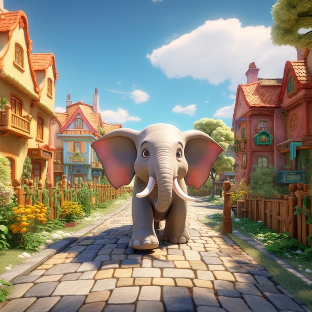 Free photo portrait of cute 3d elephant