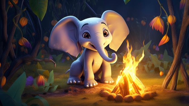 Free photo portrait of cute 3d elephant