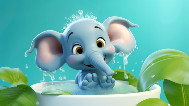 Free photo portrait of cute 3d elephant