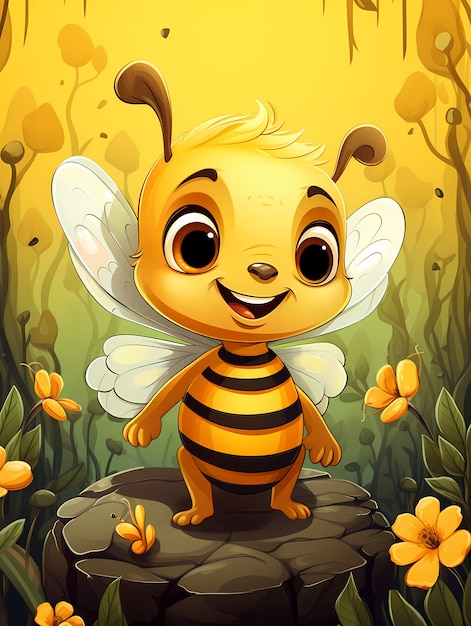 Free Photo portrait of cute animated bee