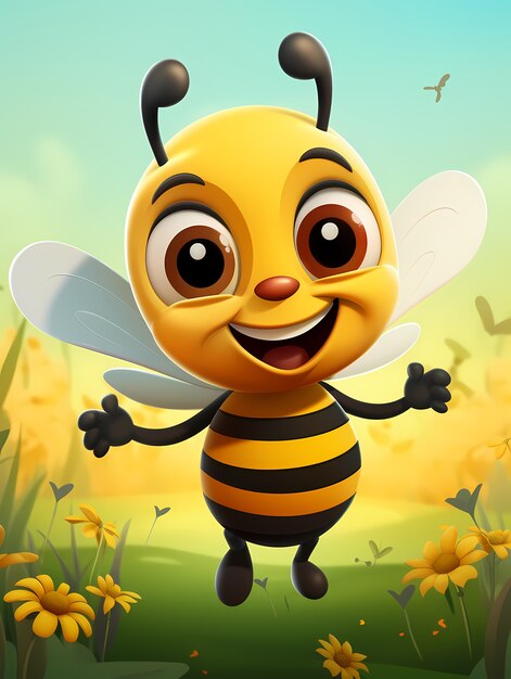 Portrait of cute animated bee