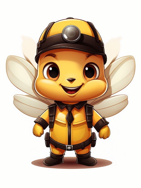 Free photo portrait of cute animated cartoon bee with cap