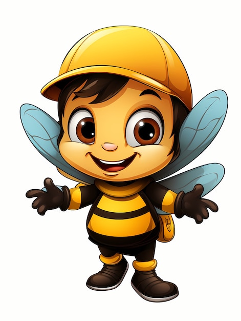 Free photo portrait of cute animated cartoon bee with cap