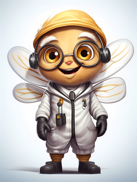 Free Photo portrait of cute animated cartoon bee with science suit