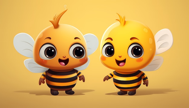 Free photo portrait of cute animated cartoon bees