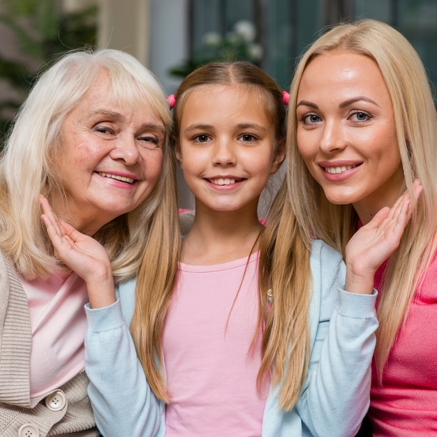 Portrait of cute daughter and her family