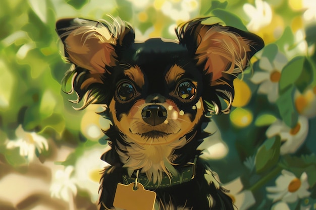 Free photo portrait of cute dog in anime style