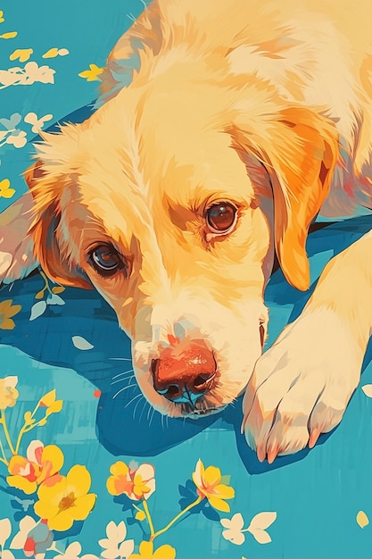 Free photo portrait of cute dog in anime style