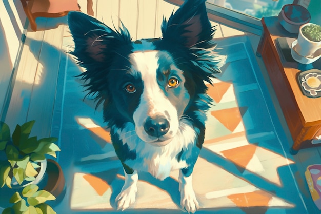 Free Photo portrait of cute dog in anime style