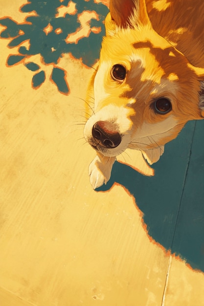 Free Photo portrait of cute dog in anime style