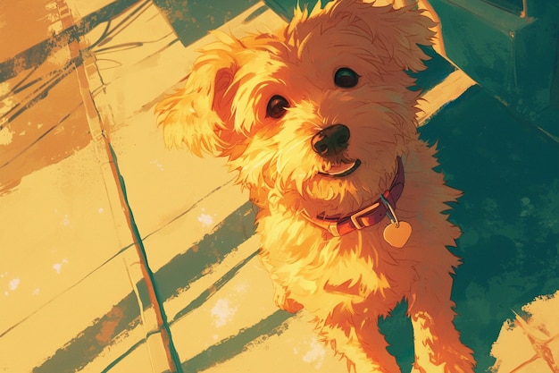 Free Photo portrait of cute dog in anime style