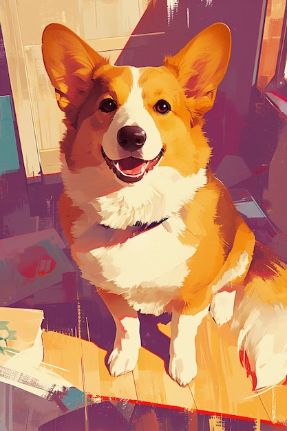 Free Photo portrait of cute dog in anime style