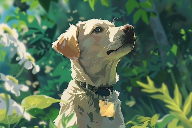 Free photo portrait of cute dog in anime style