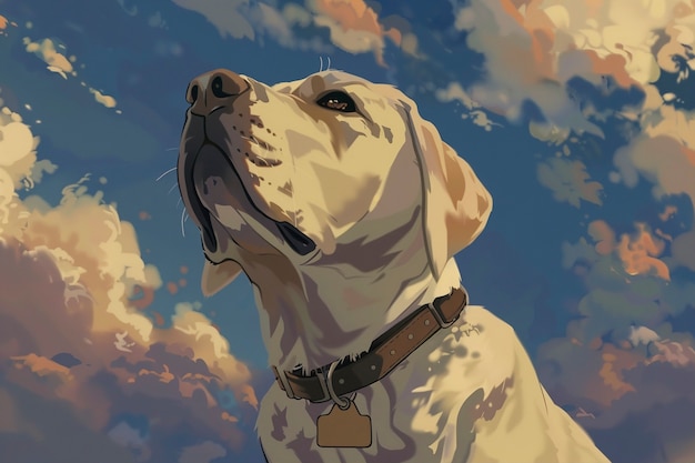 Free photo portrait of cute dog in anime style