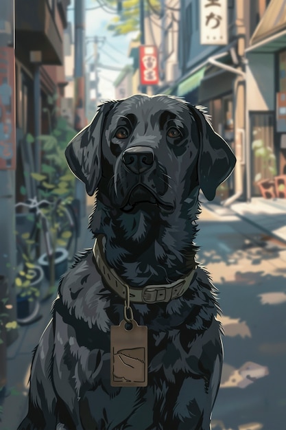 Free photo portrait of cute dog in anime style