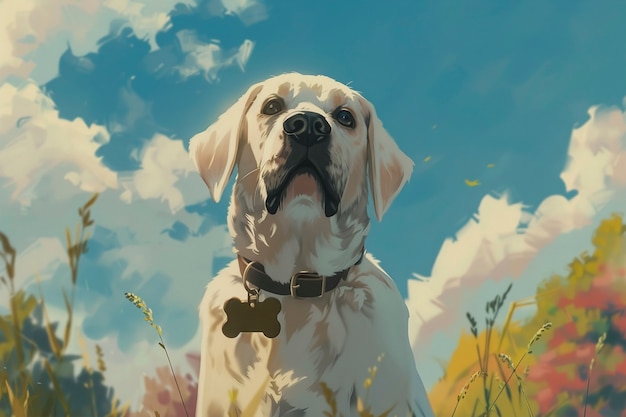 Free photo portrait of cute dog in anime style