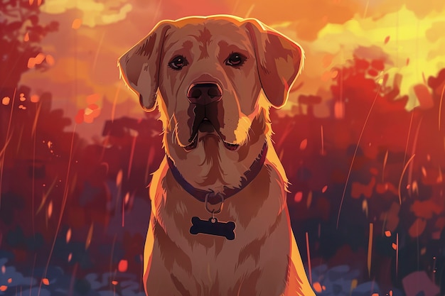 Free Photo portrait of cute dog in anime style