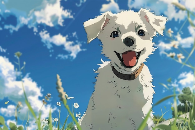 Free Photo portrait of cute dog in anime style