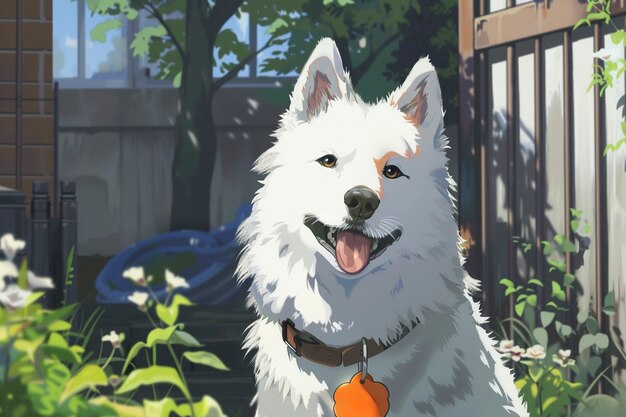 Portrait of cute dog in anime style