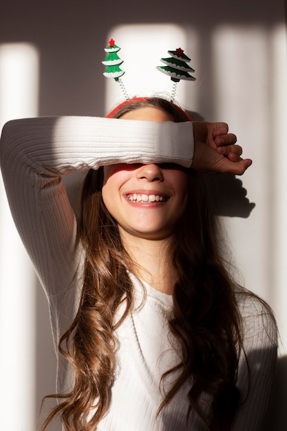 Free Photo portrait of cute girl on christmas