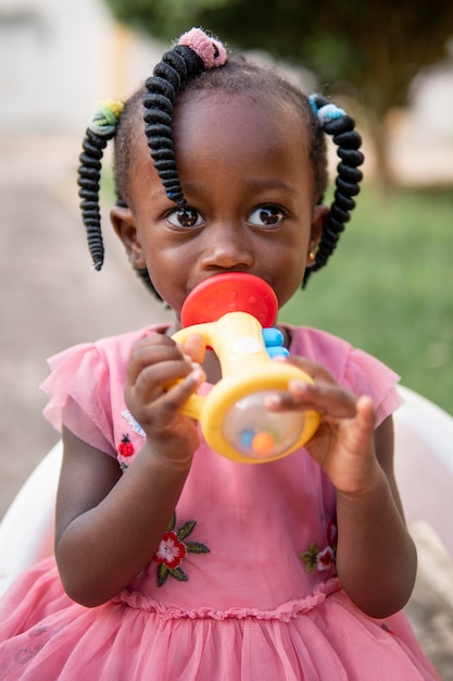 Portrait of cute little black girl