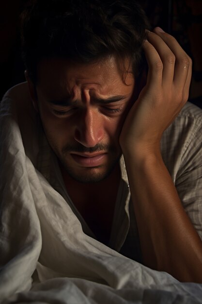 Portrait of depressed man