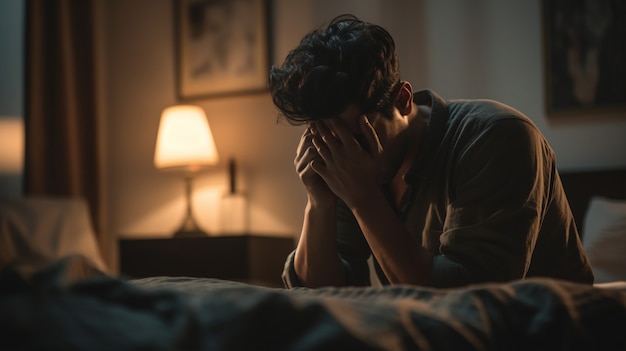 Portrait of depressed man