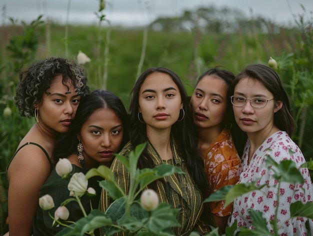 Portrait of diverse women together