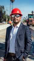 Free photo portrait of engineer at the job site during work hours