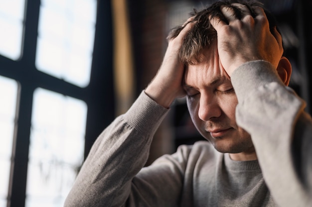 Portrait of entrepreneur with headache