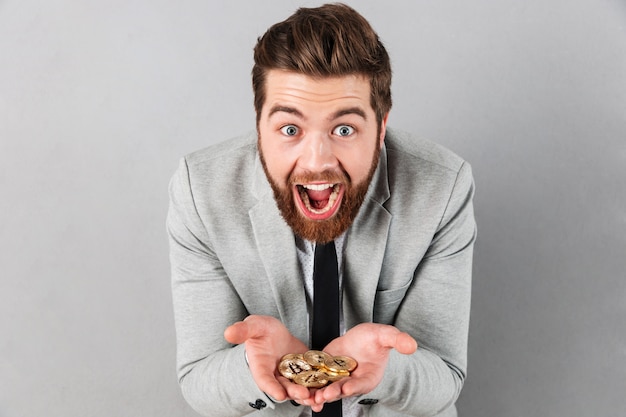 Portrait of an excited businessman