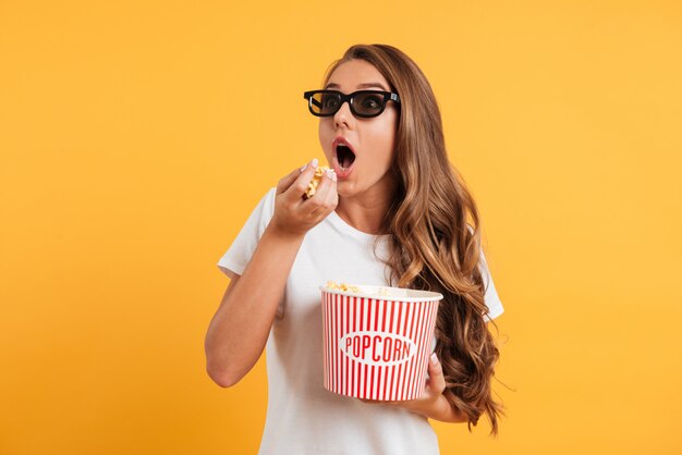 Portrait of an excited girl in 3d glasses