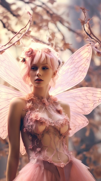 Free Photo portrait of fairy with fairycore aesthetic