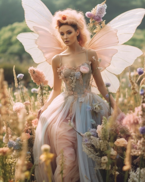 Free Photo portrait of fairy with fairycore aesthetic