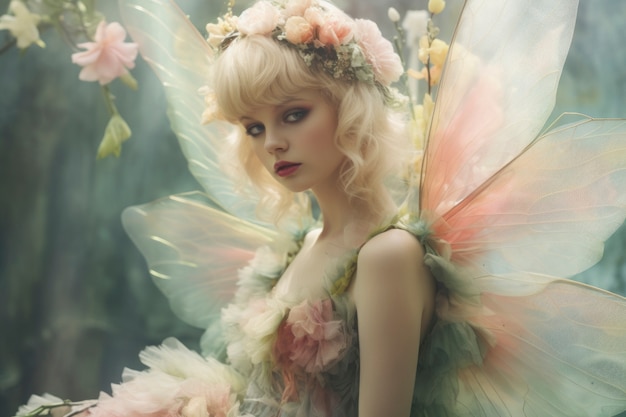 Free photo portrait of fantasy fairy with mythical aesthetic