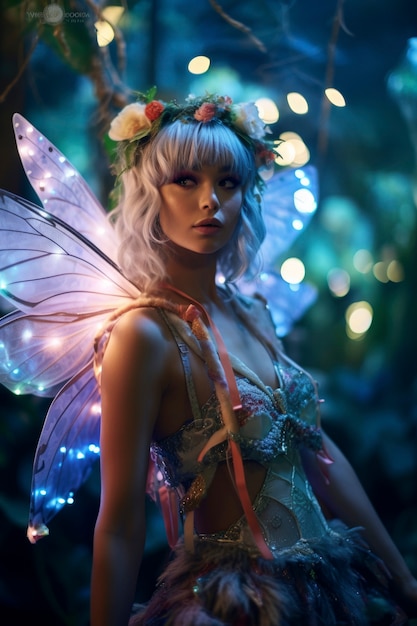 Free Photo portrait of fantasy fairy with mythical aesthetic