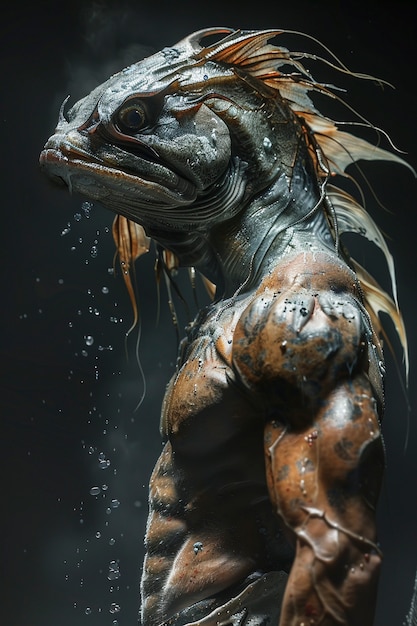 Free photo portrait of fantasy male creature from the sea