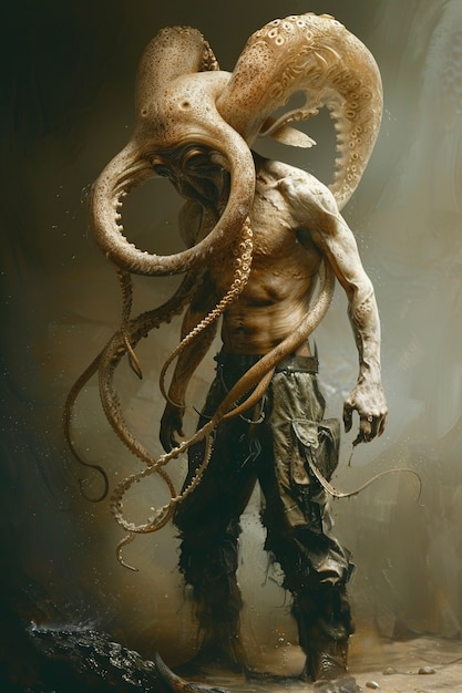 Free Photo portrait of fantasy male creature from the sea