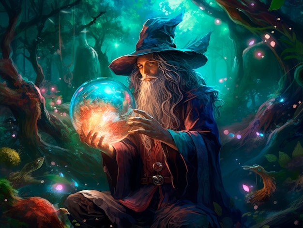 Free photo portrait of fantasy wizard character