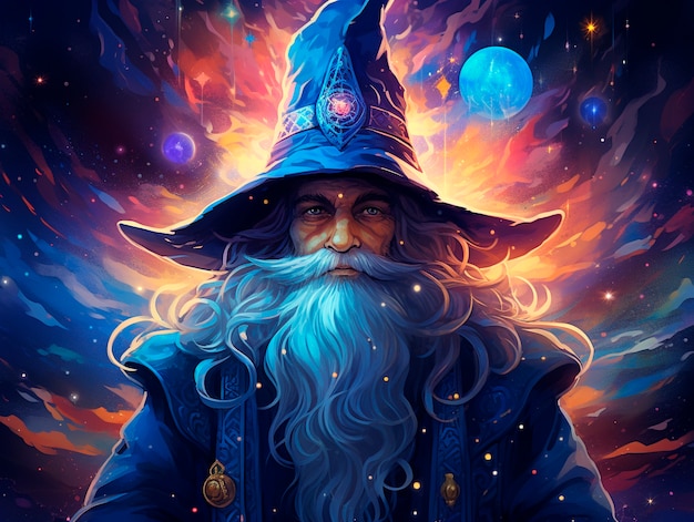 Free photo portrait of fantasy wizard character